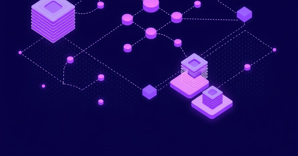 Isometric visualization of data flow through versioning layers, from raw datasets through DVC snapshots to Delta Lake transaction logs