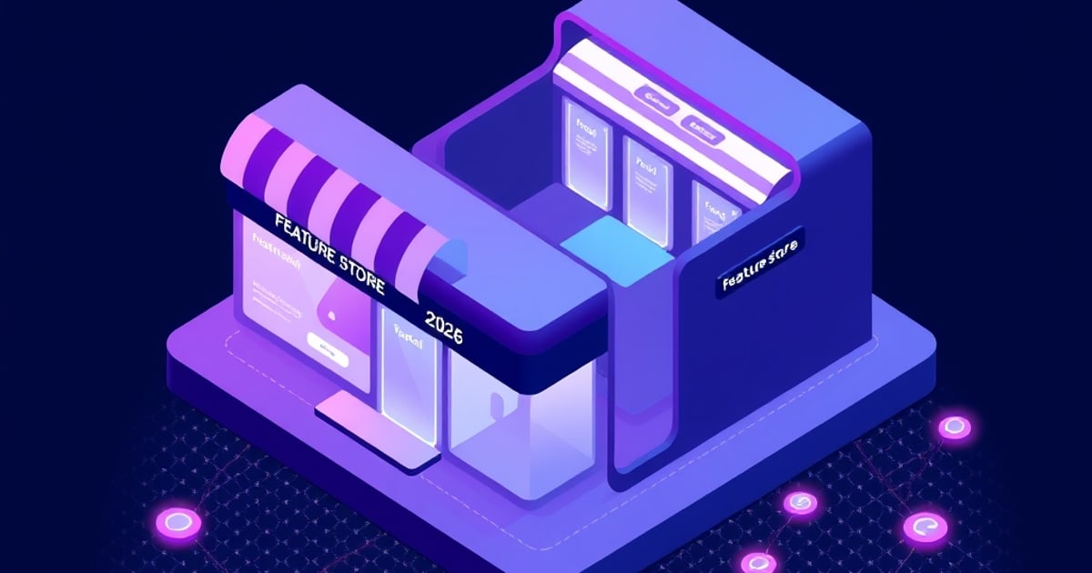 Isometric architecture diagram of point-in-time feature retrieval across training and online serving layers